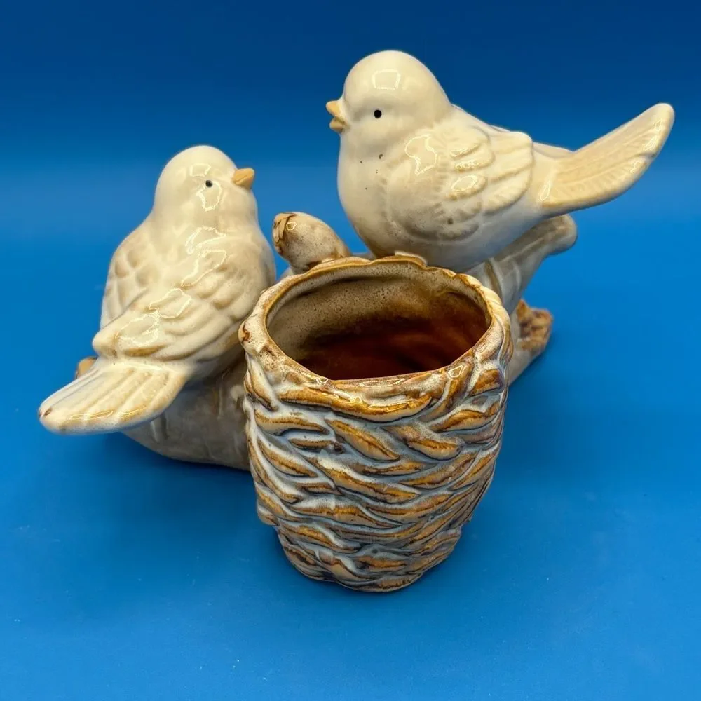 Yankee Candle Love Birds w/ Nest Votive Candle Holder Rustic Country Farmhouse